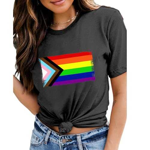 YOKVAN Womens Unisex Rainbow Pride Colors LGBTQ Ally T-Shirt
