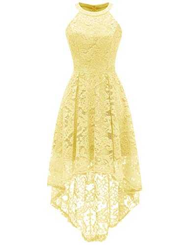 Dressystar Women's Halter Hi-Lo Floral Lace Cocktail Party Dress Formal Dress