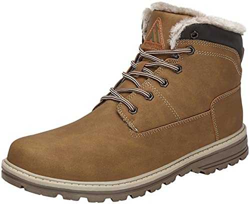 Mishansha Unisex Winter Waterproof Lace Up Ankle Snow Boots with Fur Lined High Top for Anti Slip ,Hiking and Walking