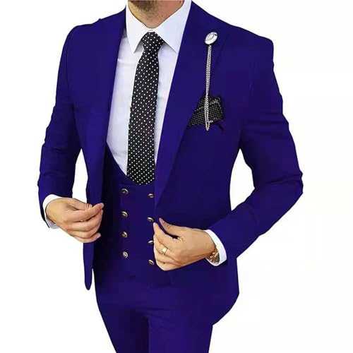 Men's 3 Pieces Suit Elegant Solid One Button Formal Suit Slim Fit Single Breasted Party Blazer Vest Pants Set
