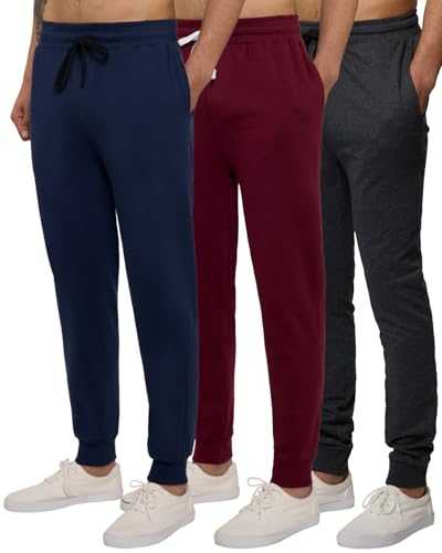 3 Pack: Mens Joggers Trousers Sweatpants Tracksuit Jogging Football Fleece Active Sports Athletic Training Track Gym Running Slim Fit Tapered Casual Jogger French Terry Pockets Bottoms,Set 4,S