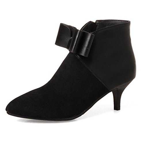 SJJH Women Ankle Boots with Pointed Toe and Cute Bowtie Kitten Heel Ankel Boots for Fashion Women