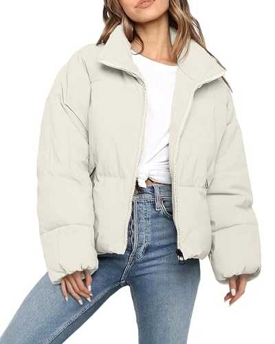 NORTH FARER Women’s Cropped Puffer Jacket Long Sleeve Winter Puffy Coat Short Warm Casual Quilted Jackets