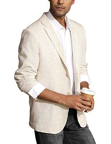 PJ Paul Jones Men's Casual Slim Fit Linen Jacket Lightweight 2 Button Blazer Sport Coat