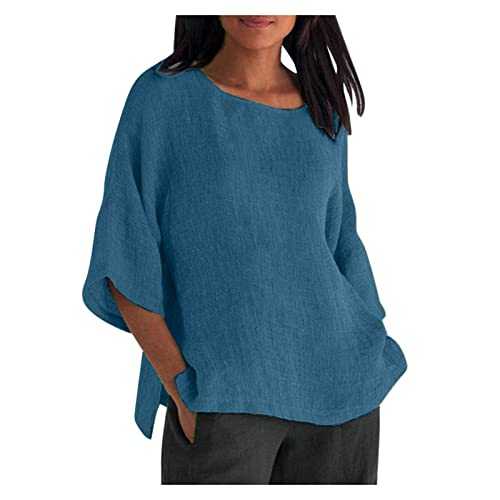 Linen Shirt Women Oversized,Plus Size Ladies Linen T Shirts Summer Short Sleeve Lagenlook Tops Plain Elegant Boat Neck Loose Fit Beach Boho Blouses Baggy Tee Shirts Tunic Tops UK Sale