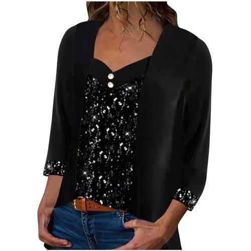 umhouerse Plus Size Sequin Tunic Tops for Women, Evening Party Tops, Long Sleeve V Neck Shirt, Sexy Sparkly Blouse Night Club Clothes