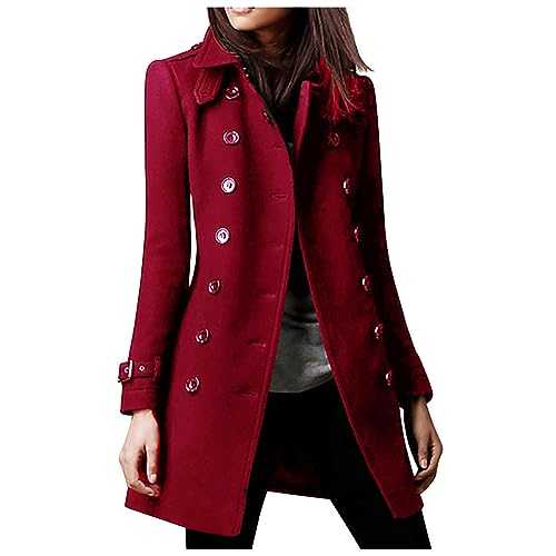 Coats For Women UK Clearance Winter Outwear Trench Coats For Women Elegant Autumn Jacket Casual Plus Size Solid Windproof Coat Slim Fit Overcoat