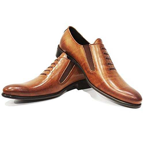 Modello Peque - Handmade Italian Leather Mens Color Brown Moccasins Loafers - Cowhide Hand Painted Leather - Slip-On