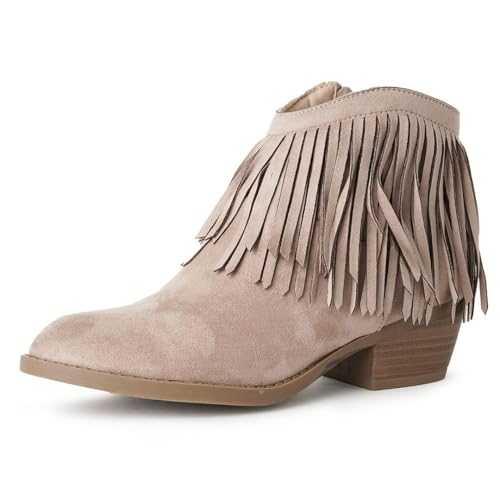J. Adams Marrow Ankle Boot - Western Fringe Cowboy Low Heel Bootie