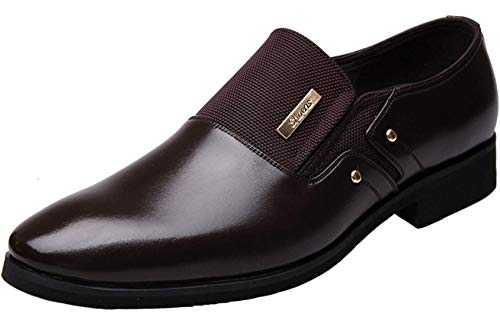 PPXID Men's Slip On Leather Oxfords Formal Dress Loafers Shoes