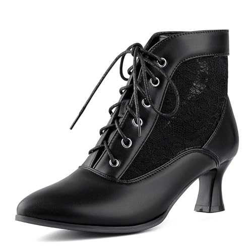 ErikenUrben Women's Vintage Victorian Boots Lace Bridal Wedding Ankle Boots