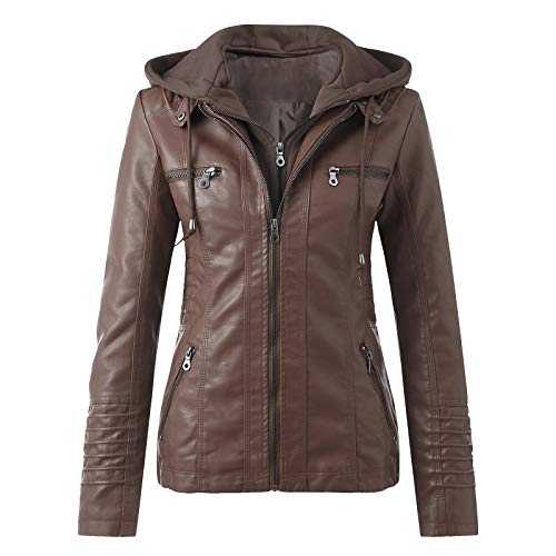 Cocila Women's Faux Leather Biker Jacket Tops Zip Jacket Women's Belt Collar Leather Slim Suit Stand Coat Motorcycle Women's Coat Womens plus Size Vest 3x
