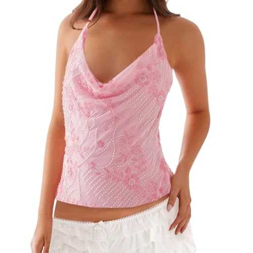 Women Backless Halter Crop Top Y2k Cowl Neck Sleeveless Ruched Camisole Tank Top Fairy Grunge Vintage Mini Vest Summer Clubwear
