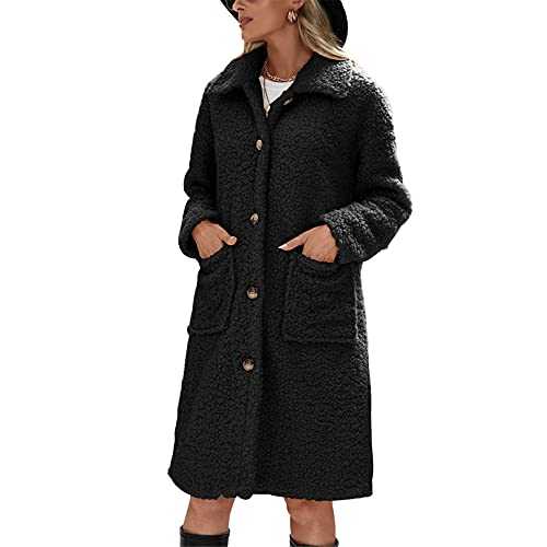 Womens Sherpa Fleece Jacket Warm Faux Teddy Bear Shearling Long Coat Autumn Winter Thicken Outwear