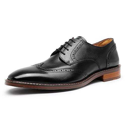 DESAI Men's Brogues Formal Business Derby Lace Up Leather Oxfords Shoes