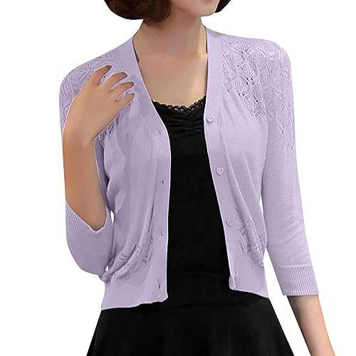 Cocila Dreamers by Debut Sweaters Women's Solid Color Cardigan Hollow Out Knit Sweater Short Coat Shirts for Cardigans for Women Lightweight Summer Drape Cardigan UK