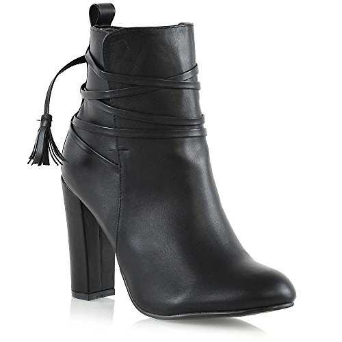 New Womens Ankle Boots Ladies High Block Heel Lace Up Zip Booties Shoes Size 3-8