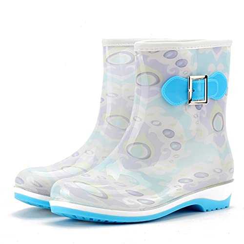 Womens Waterproof Ankle Boots Wedge Wellies Waterproof Rain Shoes Mid Snow Boots Women'S Non-Slip Rain Boots Garden Boots Water Shoes
