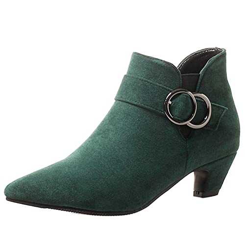 Bviennic Women Slip On Kitten Heel Ankle Boots