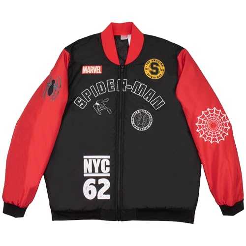 Marvel Spiderman Varsity Bomber Jackets for Men Spider-Man Graphic Print Lightweight Varsity Jackets Casual Fashion Coats