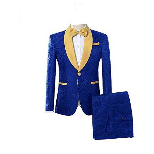 Frank Men's Jacquard Paisley Floral Pattern Slim Fit Tuxedo Prom Wedding Groom Single Breasted Blazer Suits