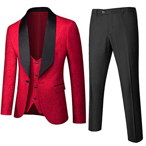 Banquet Feather Embossing Craft Designer Blazer Pants Top/Men's Suit 3 Piece Set