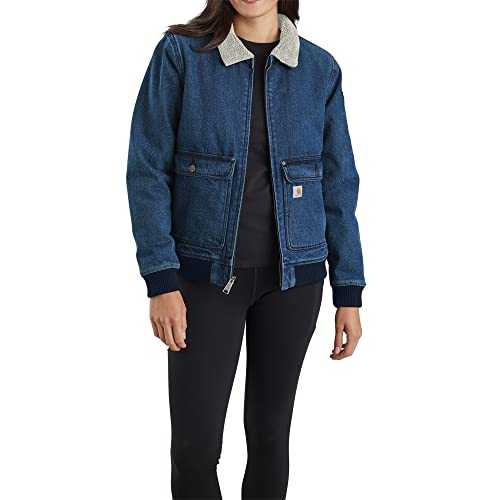 Carhartt Women Winter Jacket Relaxed Fit Denim Sherpa Lined, Color:Beech, Size:S