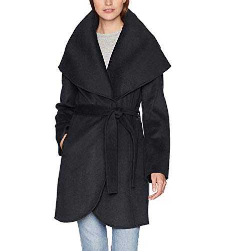 TAHARI Women's Double Face Wool Wrap Coat with Oversized Collar