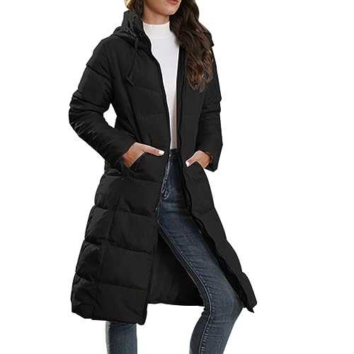Women Padded Long Puffer Coat Sale Clearance Winter Longline Jacket Quilted Coats with Pocket Sporty Thicken Casual Down Jacket Plus Size Plain Full Zip Classic Padded Overcoats Down Coats