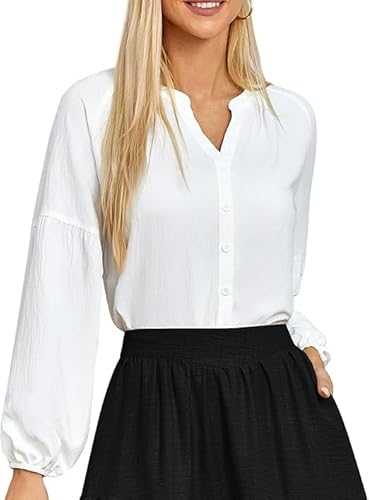 Belle Poque Womens Blouses Elegant Long Sleeve Henley V-Neck Tops Shirts Loose Fit Button Down Blouse Casual Basic Blouses