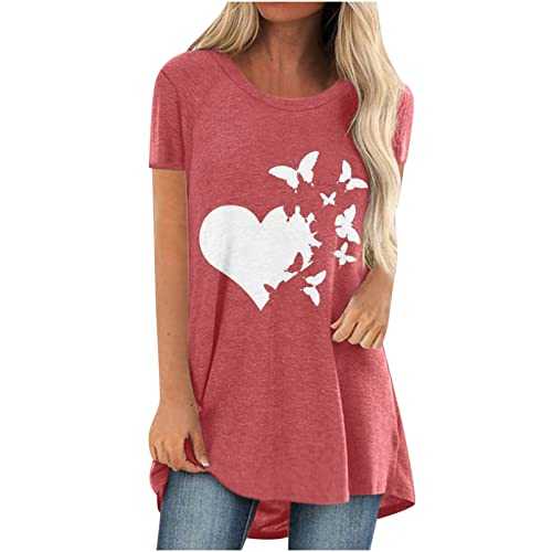 Womens Tops Dressy Casual Summer Short Sleeve Tops Crewneck Loose Fit T Shirts Blouse Tops Womens Oversized T Shirts Long Tunics or Tops to Wear with Leggings Short/Long Sleeve Blouses Shirts