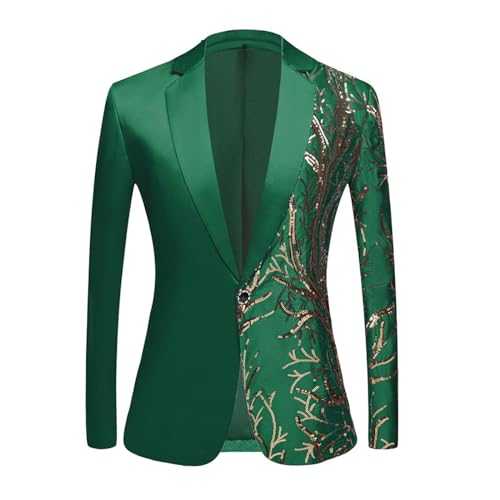 Sequin Blazers for Men Formal Office Suit Blazer Jackets Sparkly Blazer Jacket One Button Front V Neck Pockets Suit Blazer Jackets Clubwear Party Streetwear Coat