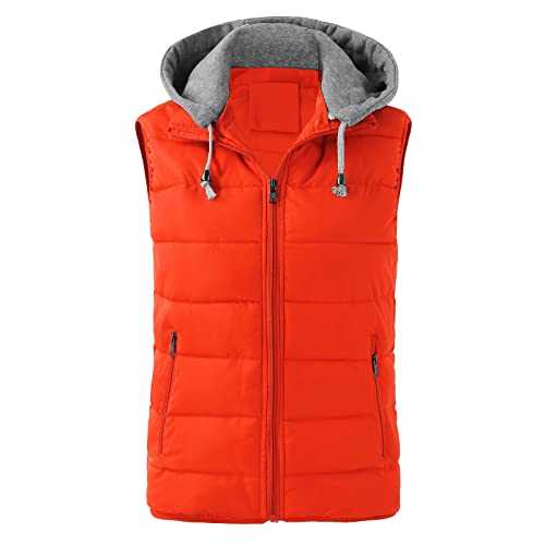 DABAOK Ladies Winter Coats Hooded Oversized Sleeveless Zip Water Packable Jacket Warm Winter Vest Coat Dire Jacket