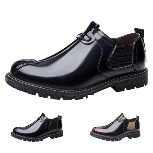 TDEOK Business Shoes Size 38-45 Oxford Tuxedo Patent Leather Shoes Soft Flat Slippers Men's Slip On Leather Shoes Classic Men's Shoes Leather Shoes Patent Leather Lining Wedding Shoes Moccasin, black,