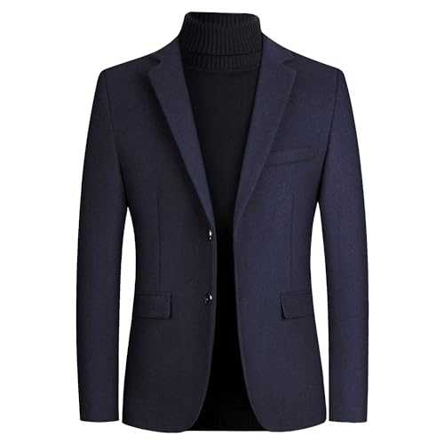 Tiwate Men's Tweed Wool Blend Blazer Modern Luxury Winter Sport Coat Classic Fit 2 Button Business Suits Jacket