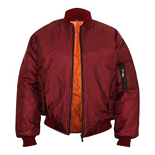 Men's Classic MA-1 Aviator Flying Bomber Jacket with Zipper Closure, Heavy Padded Military MA1 Style Biker Jacket