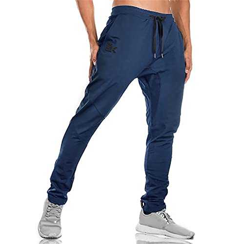 Mens Gym Joggers Sweatpants, Causal Slim Fit Running Trousers Tracksuit Jogging Bottoms with Double Pockets