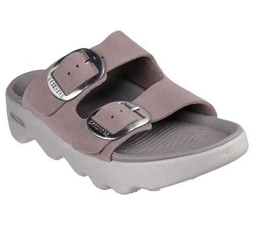 Women's On-The-go Massage Fit Revive Double Buckle Slide Sandal, Dark Taupe, 3 UK