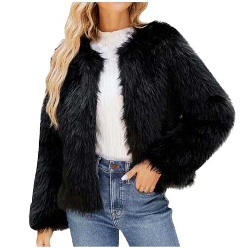 Zeiayuas Fluffy Jacket Women Plaid Fuzzy Shaggy Short Coat Sale Clearance Winter Warm Outwear Faux Fur Teddy Bear Coats Sherpa Fleece Jackets Ladies Plush Sotf Warm Cardigan