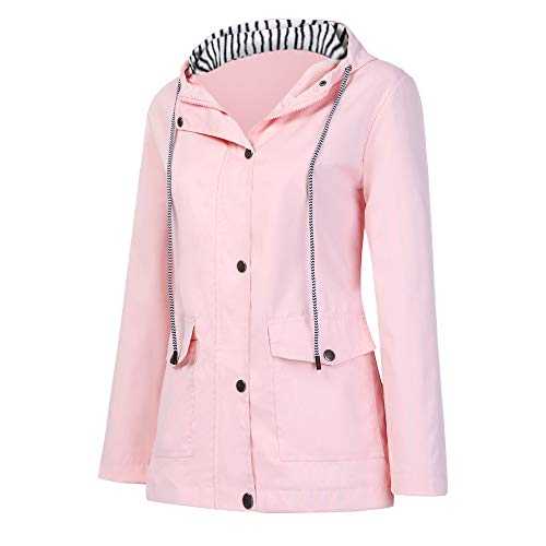 Cocila Womens Long Sleeve Tops Solid Rain Waterproof Plus Raincoat Windproof Hooded Women Jacket Outdoor Women's Coat Fleece Scrub Jacket