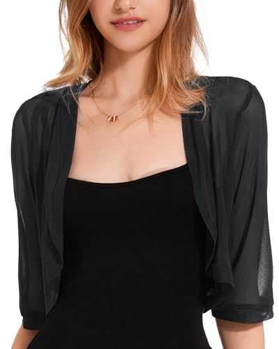 Atxnn Women's Bolero Shrug UK 3/4 Sleeve Cropped Cardigan Summer Lightweight Jacket for Dresses Ladies Soft Open Front Shrugs Shawl