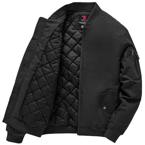 Gopune Men's Windproof Bomber Jacket Winter Warm Padded Outwear Flight Coats