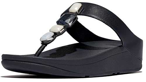 Women's Fino Multi-Stone Leather Toe-Post Sandals Wedge, Midnight Navy, 7 UK