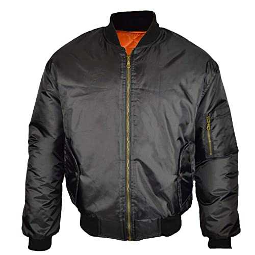 MyShoeStore Mens MA1 Bomber Jacket Reversible Army Pilot Security Doorman Biker Flight Workwear Lightweight Outer Wear Outdoor Baseball Festival Casual Classic Retro Scooter Brass Zip Coat