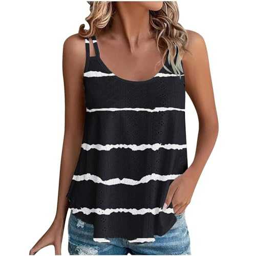 Summer Vest Women UK 2025, Sleeveless Tank Tops Wide Strap Cami Loose Fit Retro Print Blouses Ladies Tunic Top Gym Hiking Going Out Camisole Shirts Casual Basic Tees Plus Size S-3XL
