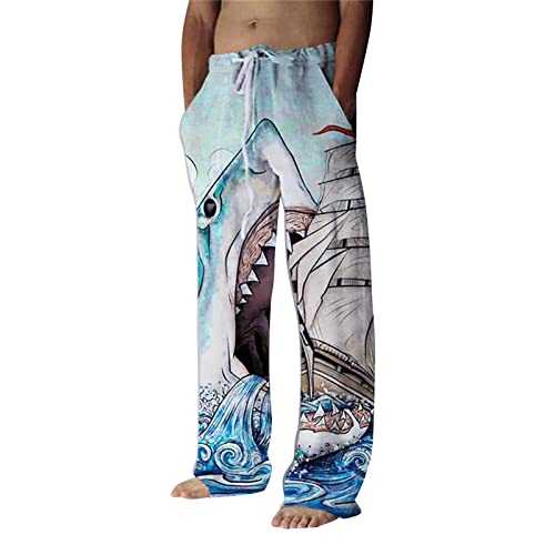 KOUZHAOA Warm and Tote Mens Seaside Four Seasons Chouxiangma Digital 3D Printed Drawstring Belt Casual Pants Pants Dinosaur Tail