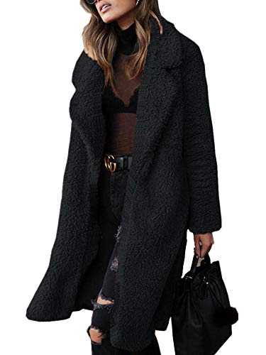 Achinel Womens Thick Warm Cardigan Coat Oversized Faux Fur Teddy Bear Fuzzy Fluffy Open Front Outwear Fleece Jacket Lamb Wool Lapel Overcoat