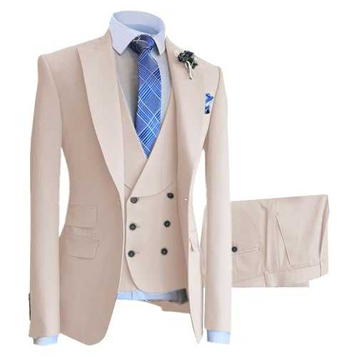 Mens 3 Piece Slim Fit Suit Wedding Prom Tuxedo Formal Business Suits Dress Blazer Jacket Vest Pants Set