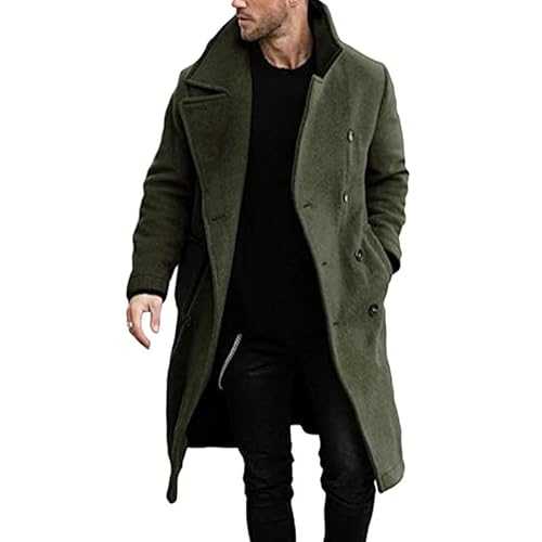 UJIAZ Fall/Winter Men's Long Tweed Coat Autumn/Winter Fashion Multi-Colored Tweed Coat Coat