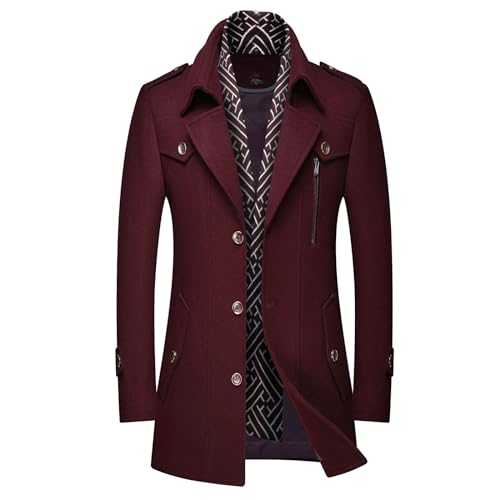 Long Trench Coat Men Uk - Men's Long Winter Coat Business Casual Outwear Slim Fit Overcoat Winter Peacoat Full Length Men Thick Trenchcoats Single/double Breasted Elegant Office Wear